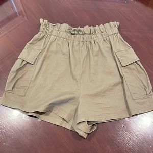 Green ‘paper bag’ shorts, gently worn